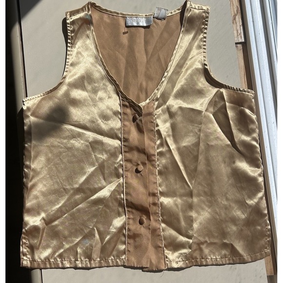 Victoria's Secret Other - Vintage Victoria Secret Tank & Shorts Pajama Set Gold Buttons Down Small